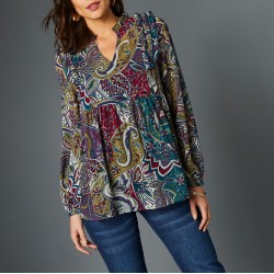 Blouse imprimée à volants