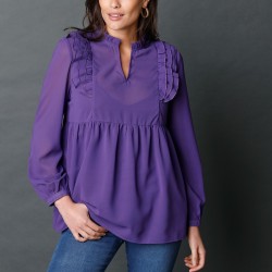 Blouse unie à volants