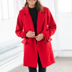 Manteau caban boutonné uni