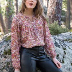 Blouse boutonnée imprimée, voile