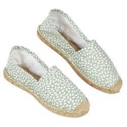 Espadrilles Femme imprimé vert et blanc