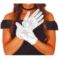 Gants blancs courts avec sequins