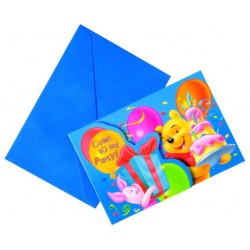 6 cartes d'invitation "Winnie l'ourson"