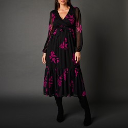 Robe longue voile imprimé fleurs