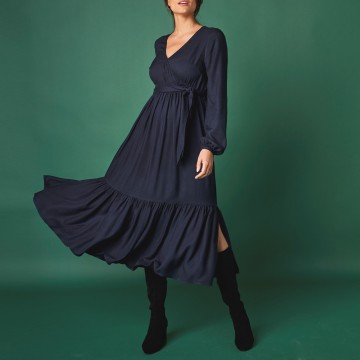 Robe longue fluide forme cache-coeur