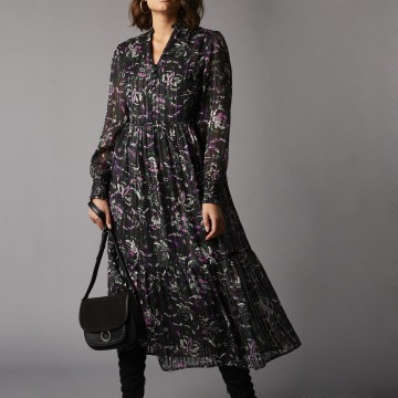 Robe longue imprimée en voile jacquard