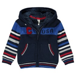 Veste à capuche en tricot avec doublure sherpa bébé garçon