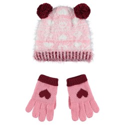 Ensemble bonnet et gants doublés sherpa fille