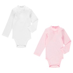 Lot de 2 bodies col cheminée bébé fille