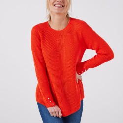 Pull évasé maille anglaise, toucher mohair