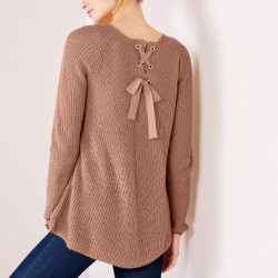 Pull dos lacé toucher mohair