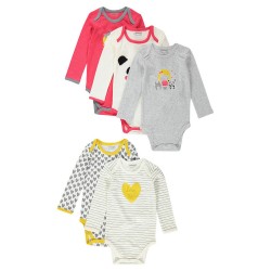 Lot de 5 bodies manches longues bébé fille