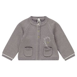 Gilet en tricot et fils dorés avec print fantaisie