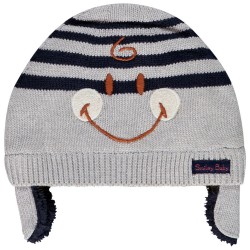 Bonnet en tricot doublé sherpa "Smileyworldé" bébé garçon