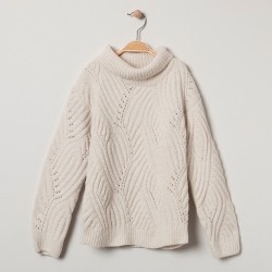 Pull en maille fantaisie ajourée fille