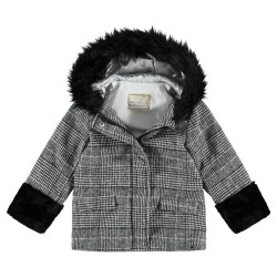 Manteau en drap de laine doublé sherpa fille