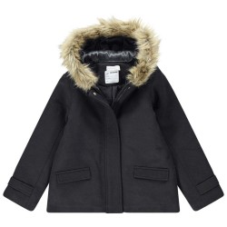 Manteau à capuche en drap de laine pour enfant fille