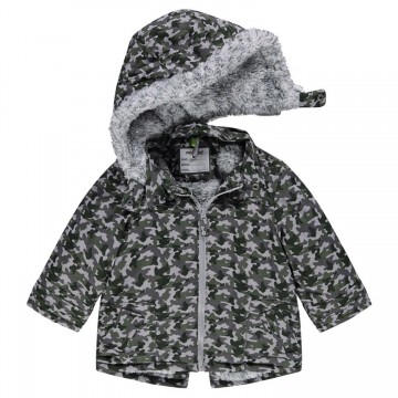 Parka en twill motif army doublée sherpa bébé garçon