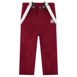 Pantalon velours ras à bretelles bébé garçon