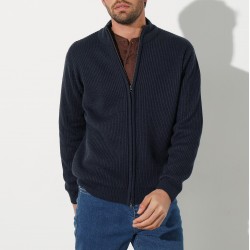 Gilet zippé côte anglaise 30% laine