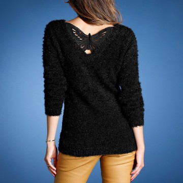 Pull "papillon" dos, maille douceur