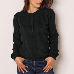 Pull col tunisien tricotage fantaisie