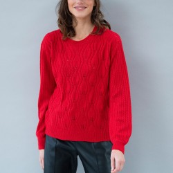 Pull maille ajourée manches longues