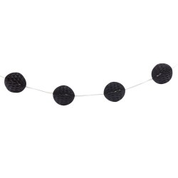 Guirlande de 15 boules en papier noires 5 m