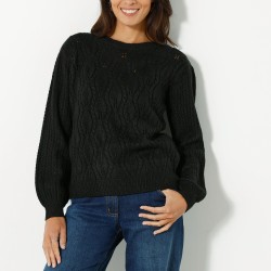 Pull maille ajourée manches longues