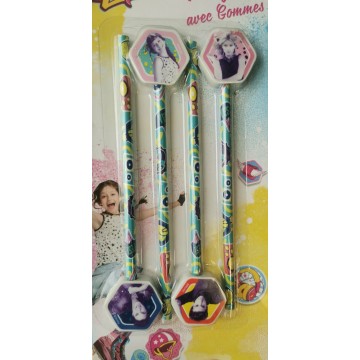 4 crayons avec gommes "Soy luna"