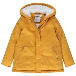 Parka en twill à capuche doublée sherpa fille