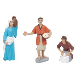 Lot de 3 personnages traditionnels scène de Noël