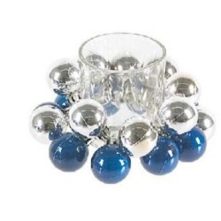 Lot de 2 photophore design boules argentées bleues