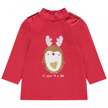 Sous-pull col cheminée esprit Noël bébé fille