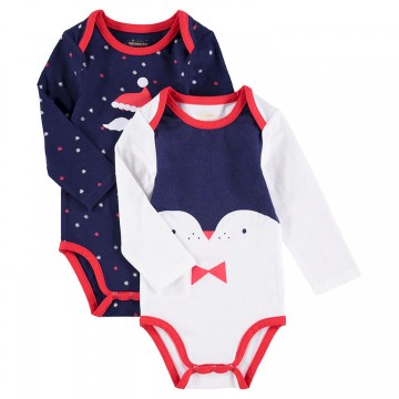 Lot de 2 bodies esprit Noël bébé garçon