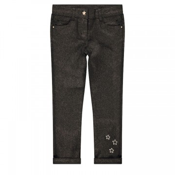 Pantalon en twill slim avec enduction pailletée fille