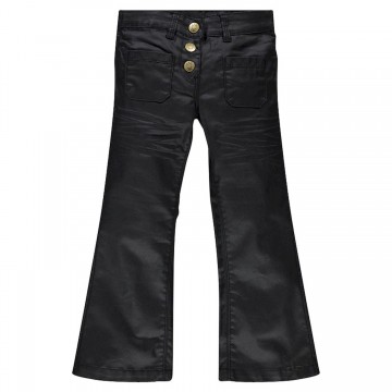 Pantalon bootcut en twill enduit taille haute fille