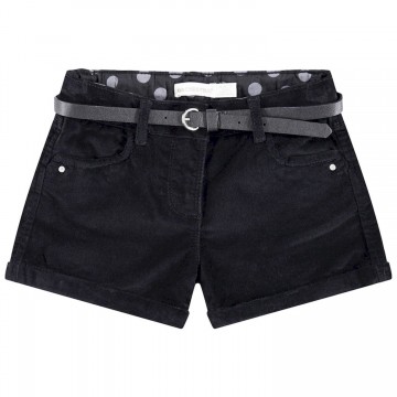 short en velours uni ave ceinture fille