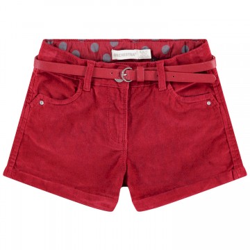 short en velours uni ave ceinture fille