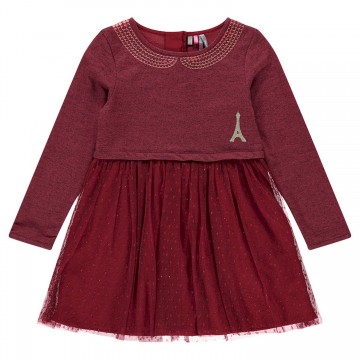 Robe bi-matière avec sequins et tulle fille