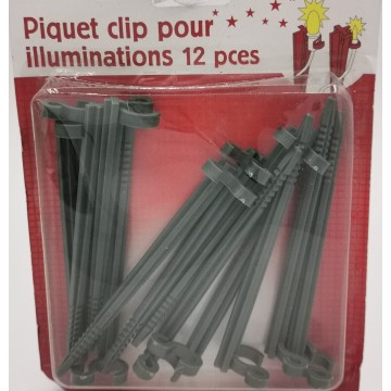 Piquet clip pour illuminations 12 pieces