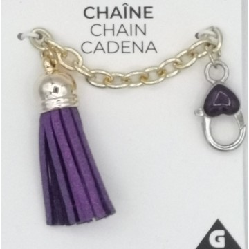 Porte-clés chaîne - pompon violet