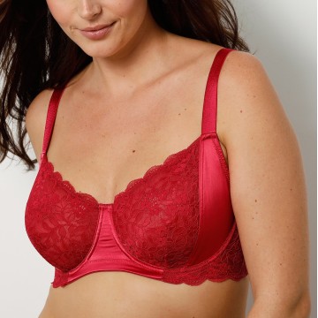 Soutien-gorge minimiseur en satin et dentelle -  avec armatures