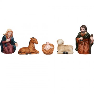 Lot de 5 santons pour crèche de Noël