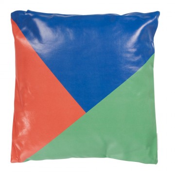 Coussin carré tricolore bleu vert rouge