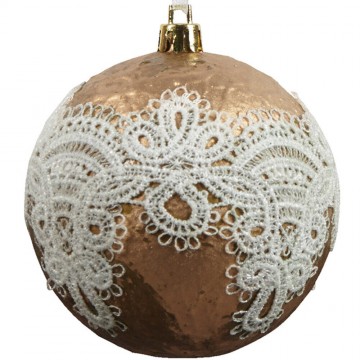 Boule de Noël dorée design dentelle