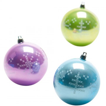 Lot de 3 boules de Noël verte bleue et violette