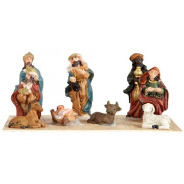 Lot de 9 santons pour crèche