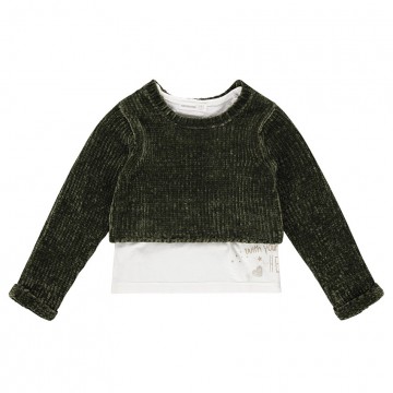 Pull 2 en 1 en maille chenille fille