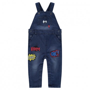 Salopette en denim doublée jersey bébé garçon